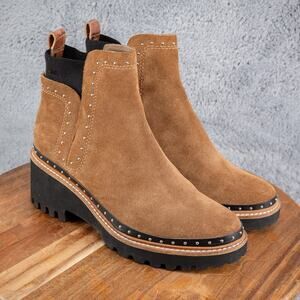 DOLCE VITA Women Huey Brown Suede Studded Chelsea Ankle Boots 8 M